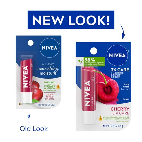 NIVEA Cherry Lip Care - Tinted Red for Beautiful, Moisturized Lips - .17 oz. Stick (Pack of 6)