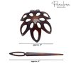 Parcelona French Fleur 3 Inches Small Tortoise Shell Chignon Hair Slider Pin Thru Bun Cover Cap Ponytail Holder Hair Updo with Stick