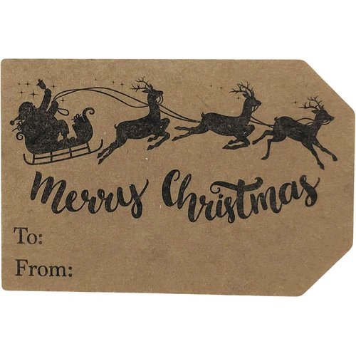 Gift Tags Natural Kraft Holiday Present Stickers Season's Greetings 4 Different Designs 2 x 3 Inch 100 Total Labels