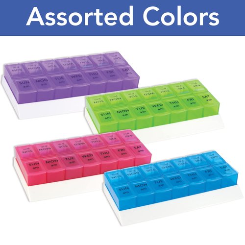 Apex 7 Day AM/PM Weekly Pill Organizer - Weekly Pill Organizer, 2 Times a Day, Easy-Open, Organize Medication or Vitamins, See Through