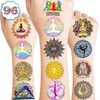 100 PCS Yoga Day Temporary Tattoos Themed Birthday Party Decorations Favors Supplies Decor Aesthetic Art Mandala Flowers Fitness Tattoo Stickers Gifts for Game Boys Girls Class School Prizes Carnival