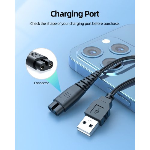 USB Charger Cable Fit for Hatteker-Cordless-Hair-Trimmer Pro Hair Clippers Beard Trimmer RFC-588 RFC-598 RFC-692 Shaver Razor Replacement Charging Power Cord