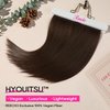 REECHO 12" Invisible Wire Hair Extensions with Thinner Softer Lace Weft Adjustable Size Removable Secure Clips in Short Straight Secret Hairpiece for Women - Chocolate Brown