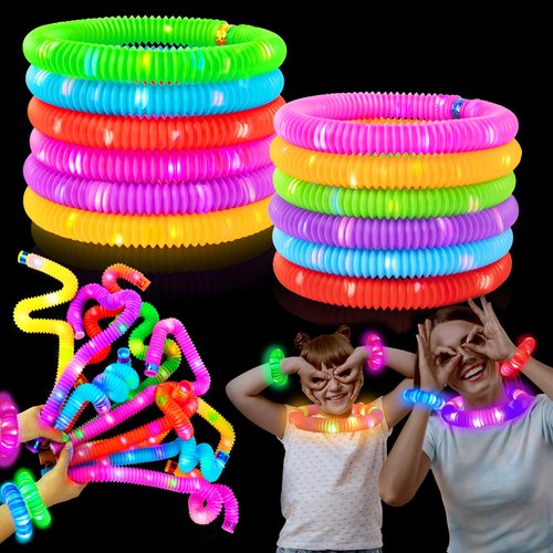 Glow Sticks Party Pack 12 PCS-Glow in Dark Party Favor Supplies for Kids,Light Up Glow Necklaces Bracelets Accessories for Toddlers,Neon Party Decorations for Valentines Mardi Gras Birthday Camping