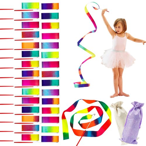 TGANNYOCR 22 Pack Ribbon Dance Wand Colorful Dance Steamer for Kids Party Favors Gymnastics Ribbons Steamer Wand Girls Twirling Ribbons for Birthday Dancing Party Games Decorations Supplies