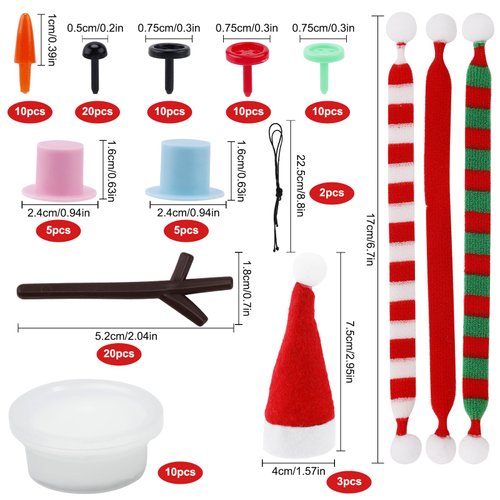 XIHIRCD 10pcs Build a Snowman Kit, Christmas Crafts for Kids Snowman Making Decorating Modeling Clay Snowman DIY Kit Christmas Stocking Stuffers for Winter Holiday Party Activities