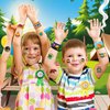 48 PCS Camping Party Favors 24PCS Tattoos Stickers 24PCS Slap Bracelets Wristbands Perfect for Themed Birthday Party Favors Baby Showers or Classroom Rewards Ideal Decor and Gifts for Girls and Boys