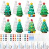 VercanMonth 8 Pcs Christmas Tree DIY Painting Kit Ceramic Ready to Paint Xmas Tree Statues Paint Your Own Christmas Tree Figurines Unpainted Plaster Craft with Brush Palette Paint for Boys Adult Girls