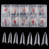 Beuniar Stiletto Nail Tips 500Pcs Short Sharp Ending False Acrylic Nails Tip Half Cover 10 Sizes with Box for Nail Salons Home DIY (Clear)