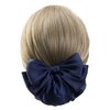 Women's Professional Ribbon Hair Clip with Black or Navy Chignon Cover, Barrette Net Bow-knot Decor