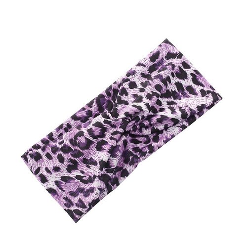 Jinshining 4Pcs Purple Fashion Women Leopard Print Cross Elastic Headband Gym Hairband Hair Women's Fashion Headbands Hair Accessories Hair Care