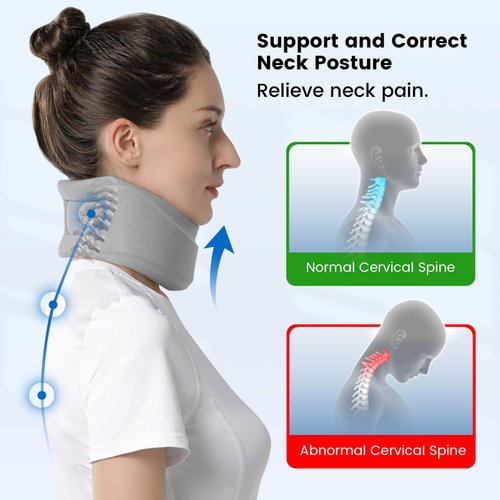 Velpeau Neck Brace for Neck Pain and Strong Support, Soft Cervical Collar for Sleeping Upright, Snoozing - Stabilizes & Relieves Pressure in Spine for Women & Men (Grey, M: 13.5-16.5" / 3.5" Depth)