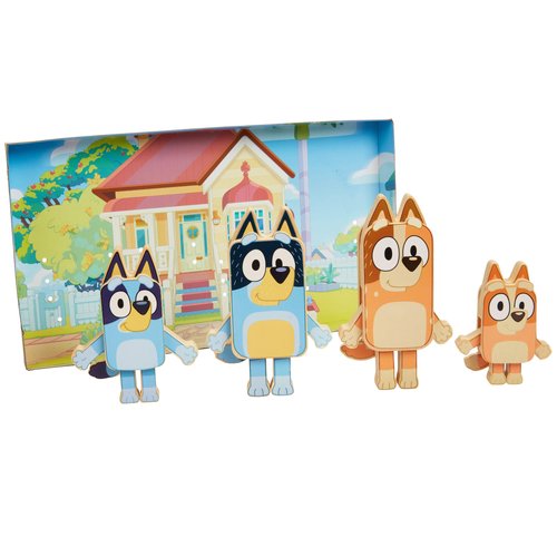Bluey Wooden Character Figures – 4 Colorful Wooden Figures – FSC Certified for Children 3 Years and Up