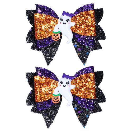Glitter Halloween Hair Bows Sparkly Ghost Hair Clips Alligator Hairpins Barrettes 3.5in Cute Halloween Costume Dress up Party Decor Accessories for Teens Toddler Girls Kids Women