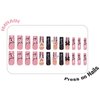 IMRAIN Long Press on Nails Square Pink French Tips Fake Nails with Star Charms & Heart Pearl Designs Glossy Glue on Acrylic Nails Full Cover Black Squoval Y2K False Nails for Women Girls 24Pcs