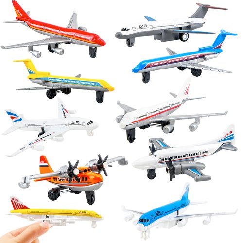 10 Pack Airplane Toys Diecast Pull Back Airplane Toys Alloy Planes Model for Kids Birthday Children's Day Gifts Classroom Rewards Airforce Party Favors