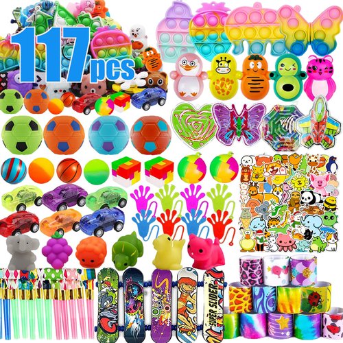 YOAUSHY 117 Pcs Party Favors for Kids, Treasure Box Toys for Classroom, Prizes Box Toys Classroom, Goodie Bags Stuffer Pinata Fillers, Treasure Chest Toys