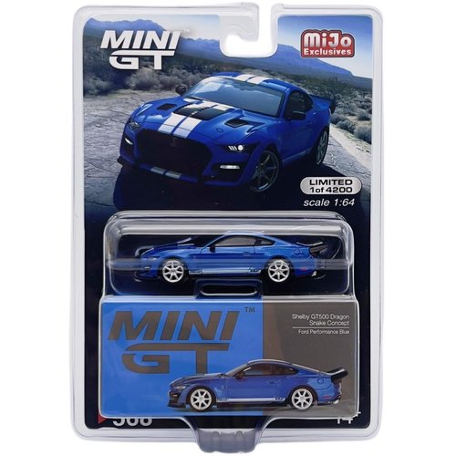True Scale Miniatures Model Car Compatible with Shelby GT500 Dragon Snake Concept Ford Performance Blue 1/64 Diecast Model Car MGT00568