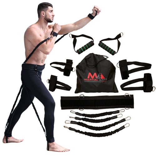 Boxing Bands, Boxing Resistance Bands, Full Body Resistance Band, MMA Training Equipment, Boxing Equipment, Punching Bands, 150 lbs Bands for Home Fitness Workout, Punching Resistance Bands (Black)