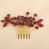 BERYUAN Dainty Teardrop Rhinestone Crystal Wedding Hair Comb Handmade Hair Side Comb Women Girls Wedding Headpiece Silver Gold Wedding Hair Accessories for Brides Bridesmaid (wine red)