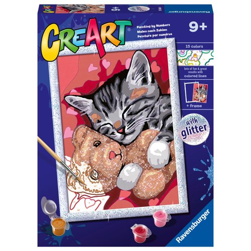 Ravensburger Peaceful Kitten Paint by Numbers Kit for Kids - 20266 - Painting Arts and Crafts for Ages 9 and Up