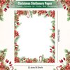 AnyDesign 60Pcs Christmas Stationery Paper 4 Design Christmas Green Plants Border Letterhead Winter Decorative Writing Paper for Xmas Notes Greeting Cards Invitation Office School Printing, 8.5 x 11"