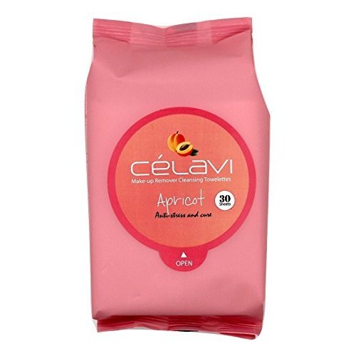 Celavi Makeup Remover Cleansing Wipes Removing Towelettes 2 Packs - 60 Sheets (Apricot)