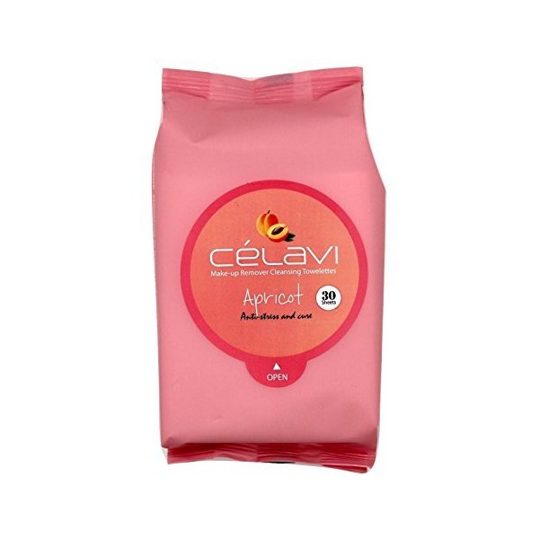 Celavi Makeup Remover Cleansing Wipes Removing Towelettes 2 Packs - 60 Sheets (Apricot)