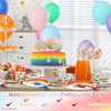 100 Pcs Rainbow Party Supplies Include 7 Inch Rainbow Party Plates 9 Inch Party Plates Napkins and Tableware Forks Spoons for 20 Guests Birthday Party Decorations(Rainbow Style)