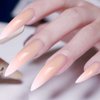 Allstarry 120pcs Extra Long Ombre French Fake Nail Natural Nude Stiletto Press on Nails Full Cover Artificial Wedding Party Manicure Nail Tips for Women and Girls