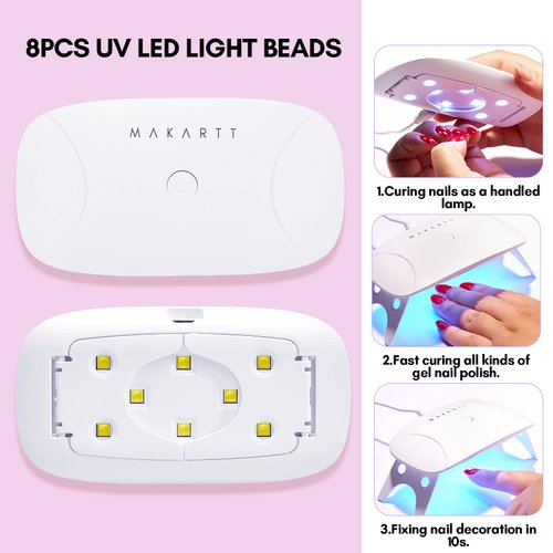 Makartt UV Nail Lamp, 8W Mini USB Portable LED Light for Gel Nail Polish, Nail Cure Light with 60s 120s Timer Setting, Flash Curing Lamp for Nail Art Salon, Home DIY