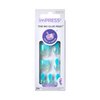 KISS imPRESS No Glue Pedi Press-On Nails, Design, Last Flowers', Medium Blue, Short Size, Squoval Shape, Includes 24 Nails, Prep Pad, Instructions Sheet, 1 Manicure Stick, 1 Mini File