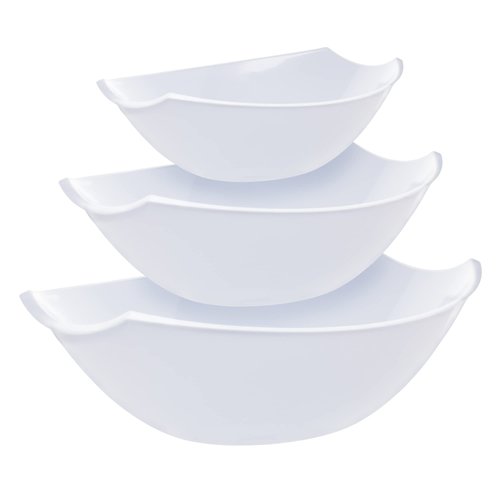 Exquisite Pack Of 8 Disposable Plastic Serving Bowls Plastic For Parties Oval | 32 Oz Clear Plastic Bowls For Parties I Disposable Serving Bowls For Salad Bar Buffet | Serving Bowl For Candy & Chips