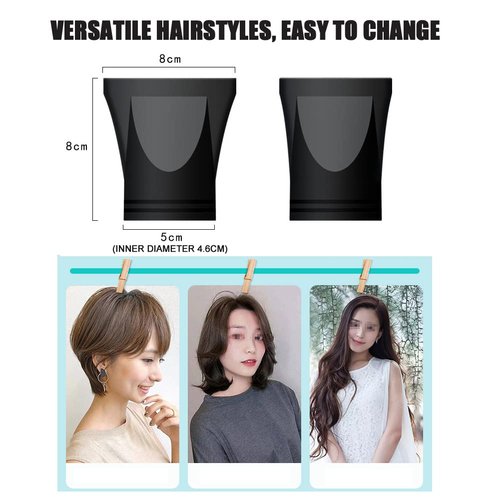 2PCS Plastic Salon Hair Dryer Nozzle Replacement Narrow Concentrator Replacement Blow Flat Hair Drying Nozzle Black(Hairdryer for barbershop)