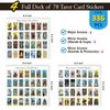 Joyppy Tarot Stickers for Journaling - 336 PCS Mini Tarot Card Stickers for Beginners - 1.25" x 0.78" - Tarot Journal Stickers Based on Rider Waite Tarot Deck, Tarot Cheat Sheet Included