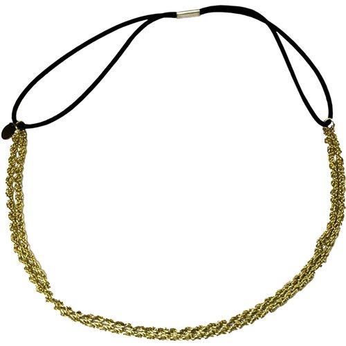 Mia Fashion Headband, Hair Accessory OR Necklace, Twisted Metal Chain + Elastic Rubber Band for Women, Teens, Girls - Gold Color