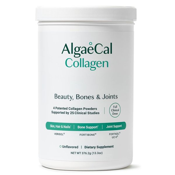 ALGAECAL Collagen: 4 Clinically-Supported Peptides VERISOL®, FORTIGEL®, UC-II®, FORTIBONE®, Anti-Aging Hydrolyzed Collagen Powder, 30 Servings, Made in USA