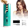 Automatic Curling Iron, Hair Curling Iron for Hair Styling, Cordless Auto Hair Curler, with 6 Temps and Timers, Auto Shut-Off, Fast Heating, Rechargeable Cordless Hair Curler 1 (Green) (Green)