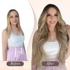 Full Shine Wire Hair Extensions Real Human Hair Fishing Line Hair Extensions Secret Extensions Brown Mix With Blonde Balayage Ombre Invisible Wire Hair Extensions Human Hair 14 Inch 70g