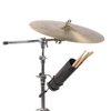 String Swing Drum Stick Holder - Stagehand Drumstick Container Bag Holds up to 8 Pairs of Zildjian Vic Firth ARLX and Vater Drumsticks - Two Clamps Attach Securely to Microphone & Cymbal Pole