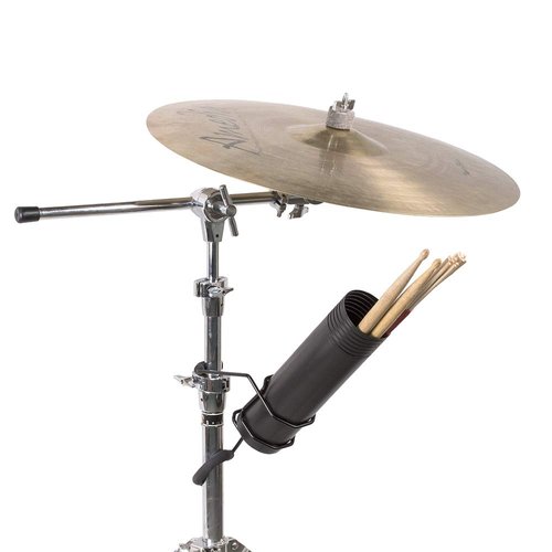 String Swing Drum Stick Holder - Stagehand Drumstick Container Bag Holds up to 8 Pairs of Zildjian Vic Firth ARLX and Vater Drumsticks - Two Clamps Attach Securely to Microphone & Cymbal Pole