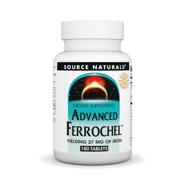 Source Naturals Advanced Ferrochel, Dietary Supplement Yielding 27 mg of Iron - 180 Tablets