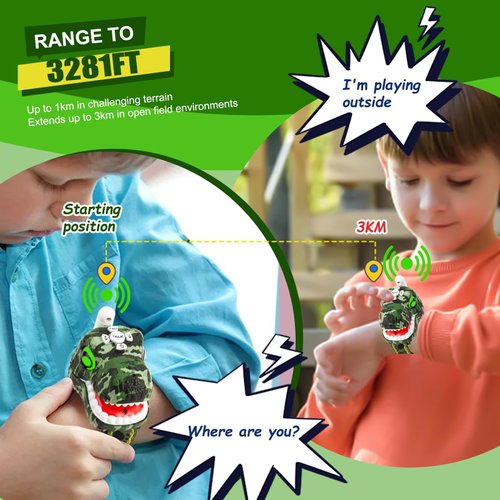 AZYFEI Dinosaur Walkie Talkies for Kids - 2 Way Radios Toys for Boys & Girls Ages 3-12 - Long Range, 3 Channels - Outdoor Adventure, Camping, Hiking Gifts Birthday Gifts Christmas Stocking Stuffers
