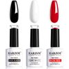 RARJSM Black White Gel Nail Polish Red Nail Polish Set Soak Off Gel Polish 3PCS 7.5ML UV LED Curing Required Nail Polish Nail Art French Manicure DIY at Home