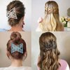 4 Pieces Elastic Hair Comb Clips Magic Stretchy Double Comb Hair Clips for Girls Women Hairstyle Hair Accessories (Metal Beads-Black,Brown,White,Blue)