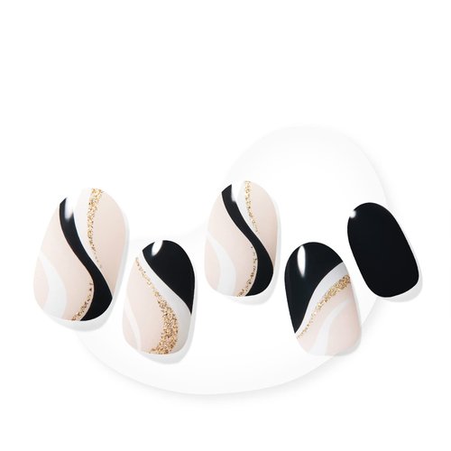 Dashing Diva Glaze Nail Strips - Midnight Swirl | Works with Any LED Nail Lamp | Long Lasting, Chip Resistant, Semicured Gel Nail Strips | 34 Salon Quality Nude Gel Nails, 1 Prep Pad, 1 Nail File