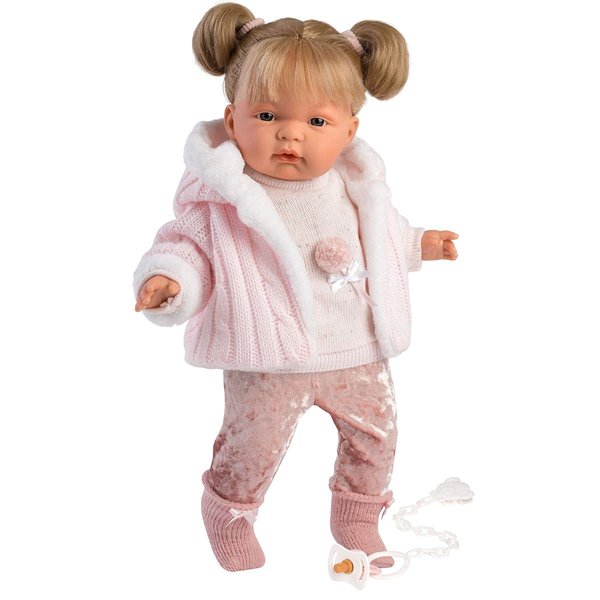 Llorens Interactive Crying Baby Dolls – Joelle Realistic Soft Body Dolls with Crying Feature in 15” and 16.5” Sizes, Handcrafted in Spain with Premium European Clothing – Gift-Ready Box