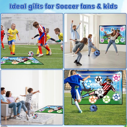 flybakiz Soccer Ball Game Set for Kids Indoor Outdoor Play Equipment,Foldable Flannel Mat Goals Toy with 2 Velcro Balls, Toddlers Boy 8-12 Years Old Birthday Christmas Party Gift
