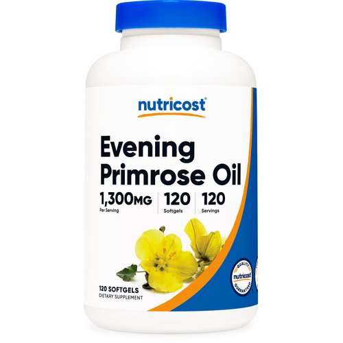 Nutricost Evening Primrose Oil 1,300mg, 120 Softgels - Cold Pressed, Non-GMO, Gluten Free, 120 Servings