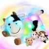 Hopearl LED Plush Cow Lighting Up Stuffed Mommy Cow with 3 Baby Dairy Cows in her Tummy Floppy Stuffed Animal Playset Night Lights Glow in The Dark for Mom Toddlers, 15''
